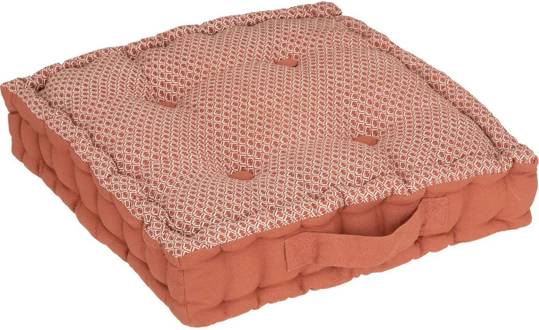 Atmosphera Square Floor Cushion - stone red - cotton - 40 x 40 x 8 cm - Extra thick floor seat cushion/mattress cushion