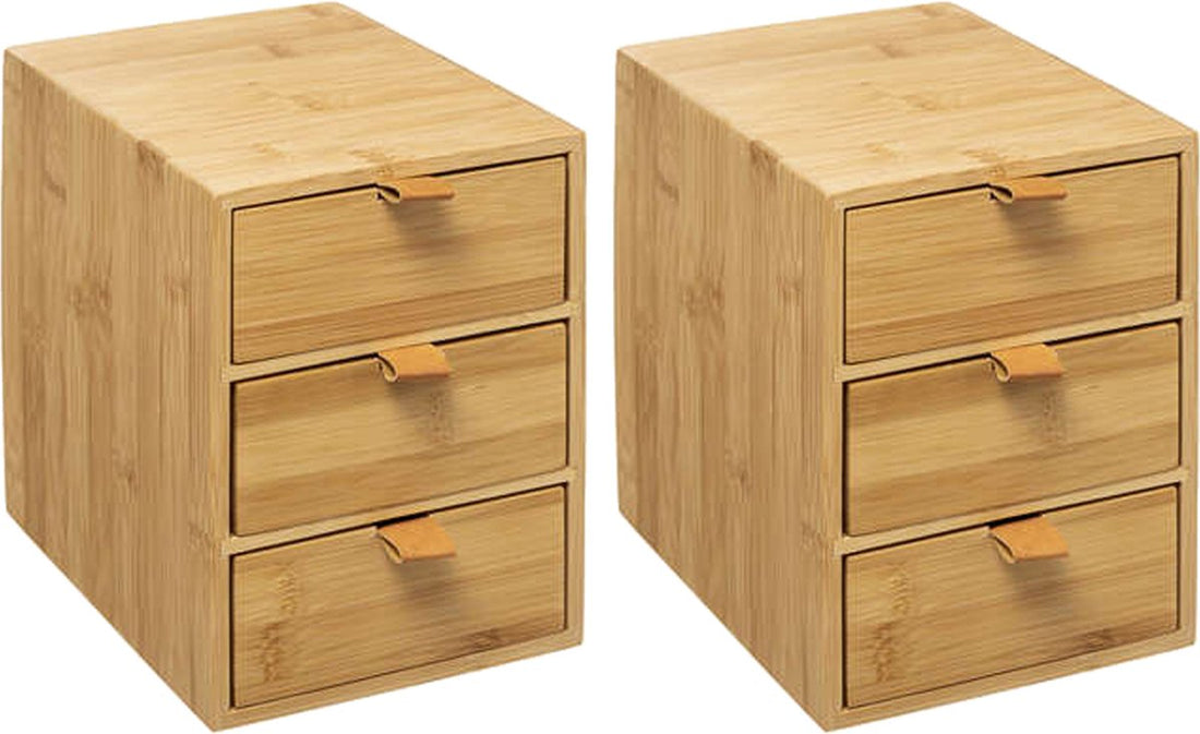 5Five Drawer unit / desk organizer 3x drawers - 2x - bamboo wood - L20 x W15 x H21 cm - light brown