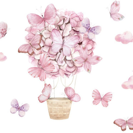 Stickers muraux papillons roses - Décoration murale adhésive pour chambre d'enfant - 53x88 cm - Sticker mural papillon pour chambre de fille et chambre de bébé