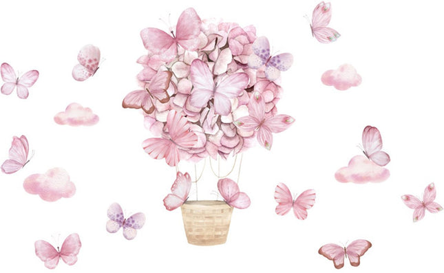 Stickers muraux papillons roses - Décoration murale adhésive pour chambre d'enfant - 53x88 cm - Sticker mural papillon pour chambre de fille et chambre de bébé