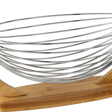 Coupe à fruits/panier à fruits suspendu en bois/métal 36 x 21 x 18 cm - Coupes à fruits/paniers à fruits - Panier en fil métallique