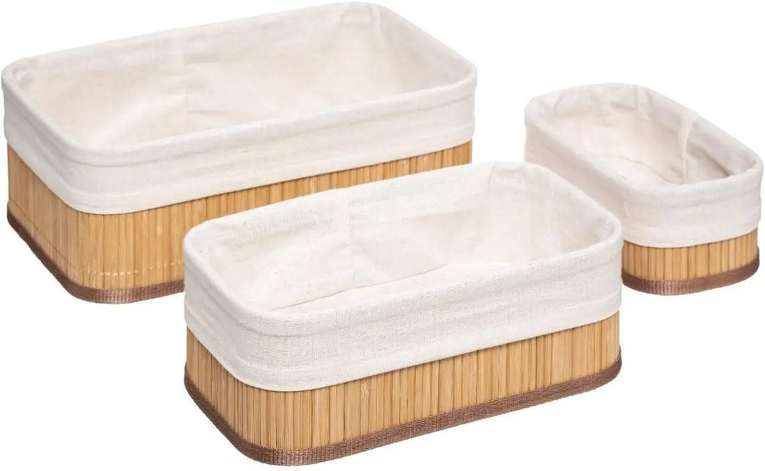 Five® Set of 3 bamboo bread baskets - bread basket - bread baskets - bread - bamboo - storage - breakfast - small bread basket