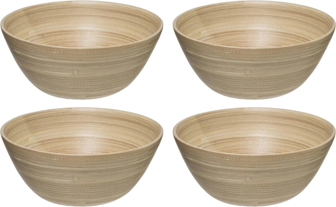 Secret de Gourmet - 8x - Salatschüssel/Servierschalen - Bambus - Beige - D17 cm
