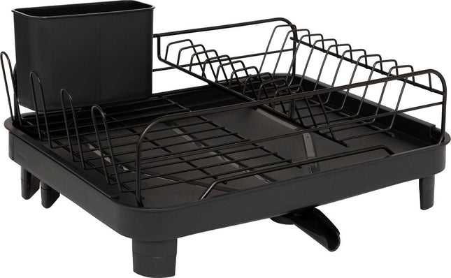 5Five Égouttoir à vaisselle extensible - Bac de récupération - 53x41x17cm - Noir
