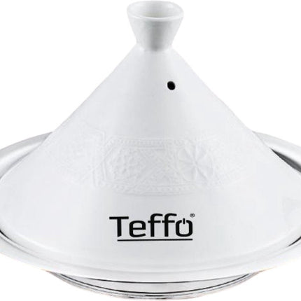 TEFFO | Luxe Tajine inductie - Tagine - 30cm - Inductie - Wit / Zilver