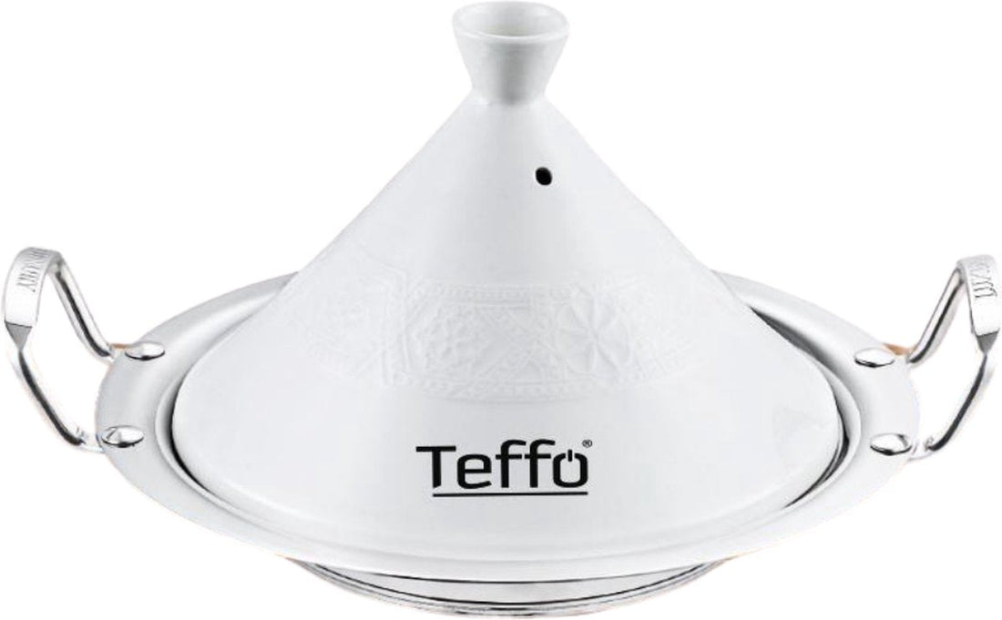 TEFFO | Luxe Tajine inductie - Tagine - 30cm - Inductie - Wit / Zilver