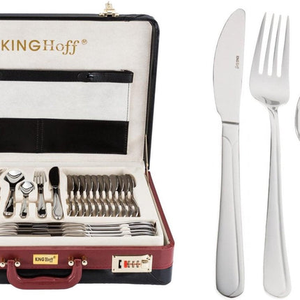 Bestekset - 12 persoons - 72-delig - Luxe Opbergkoffer - 18/10 - Kinghoff 3509