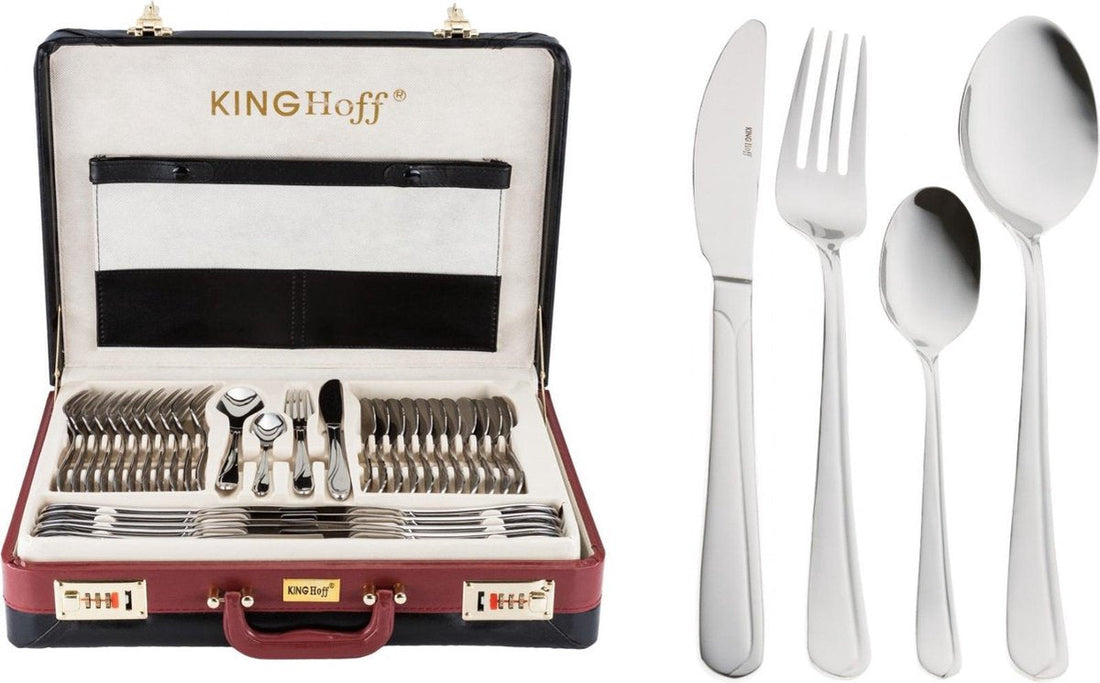 Besteckset - 12 Personen - 72-teilig - Luxuriöser Aufbewahrungskoffer - 18/10 - Kinghoff 3509