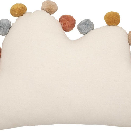 Atmosphera Kids Coussin Nuage Harlequin avec pompons - 50x12x30cm - Blanc