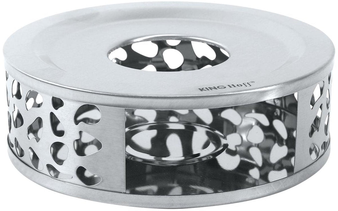 KINGHOFF KH-1898 Theewarmer – RVS, Ø15 cm, Langdurige Warmtebehoud voor Theepotten en Karaffen - Theepot Verwarmer - Waxinelichthouder