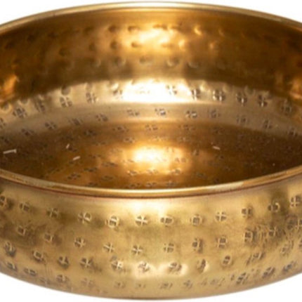 Set de 2 plateaux en métal travaillé doré D 30,5 cm et 20 cm