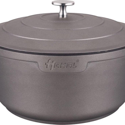 Hakal hoge braadpan met ergonomische handgrepen - 4.5 L, 24 cm ovenbestendige kookpot - grijs/zilver