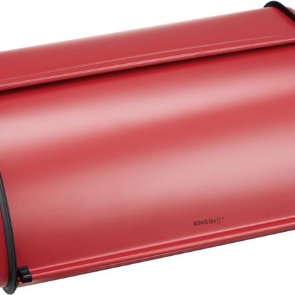 Kinghoff 1865 - Boîte à pain grande - Acier inoxydable - Rouge - Rétro - 44 x 27 x 18,5 cm