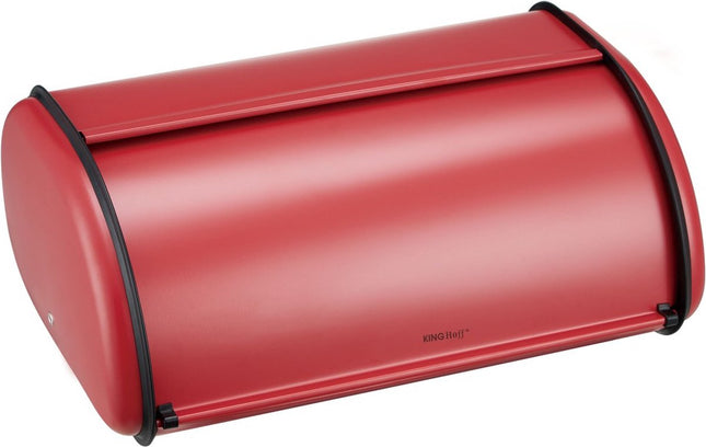 Kinghoff 1865 - Boîte à pain grande - Acier inoxydable - Rouge - Rétro - 44 x 27 x 18,5 cm