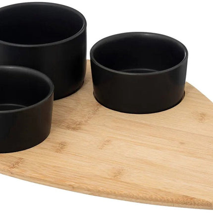 5Five Plateau de service en bambou - avec 4 coupelles de luxe - 35 x 24 cm - pour tapas et sauces - noir