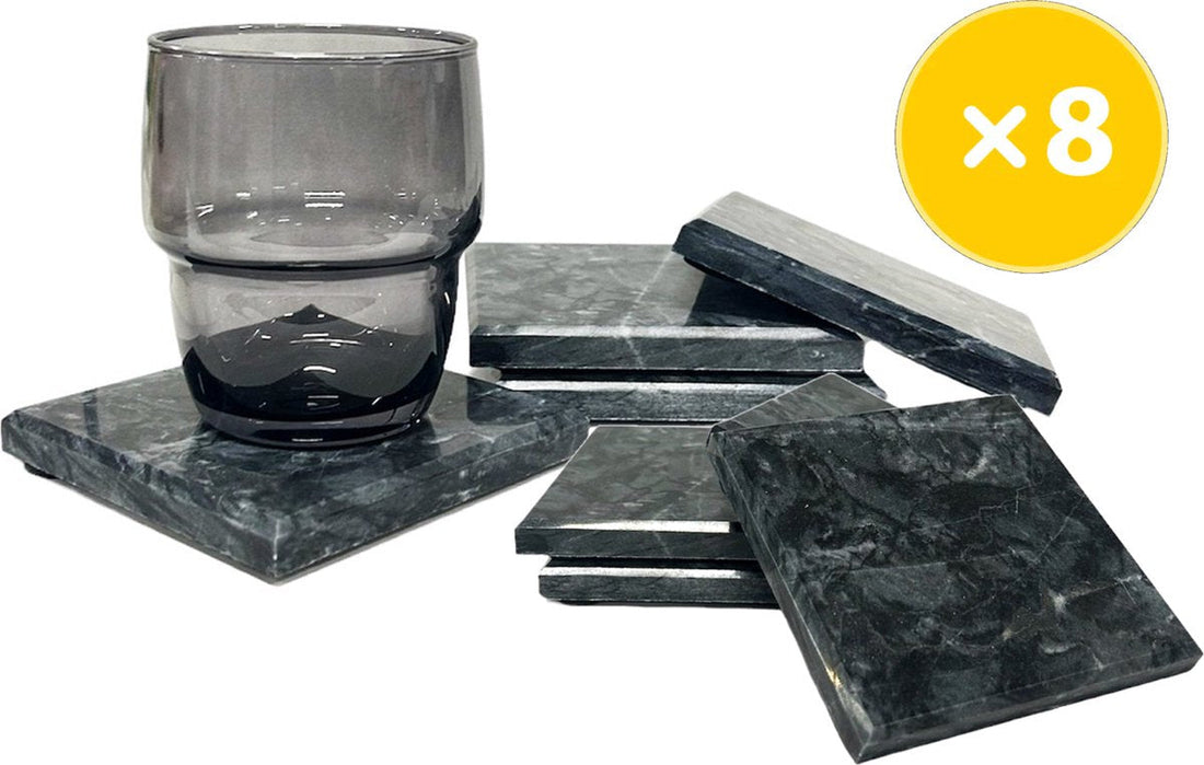 Marmeren onderzetters voor glazen – set van 8, wit, 10 x 10 cm