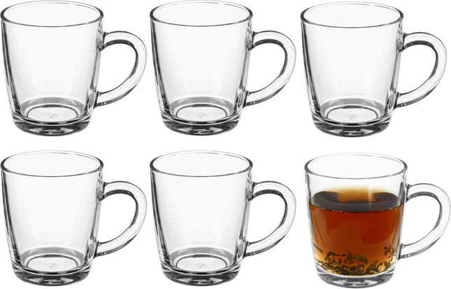 Secret de Gourmet Verres à café/thé avec anse - lot de 12 pièces - verre transparent - 340 ml