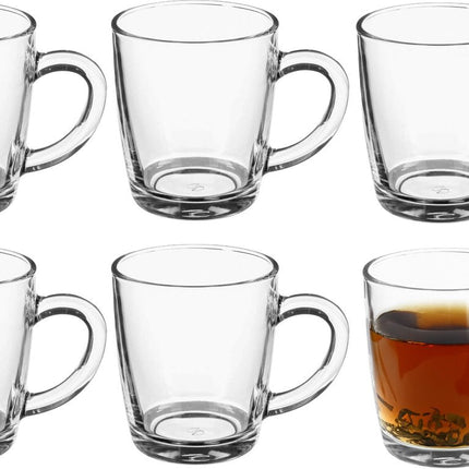 Secret de Gourmet Verres à café/thé avec anse - lot de 6 - verre transparent - 340 ml