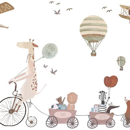 Sticker mural Girafe à vélo XXL - Décoration murale adhésive Animaux pour chambre d'enfant - Grand sticker animaux pour chambre de bébé et crèche - Sticker mural