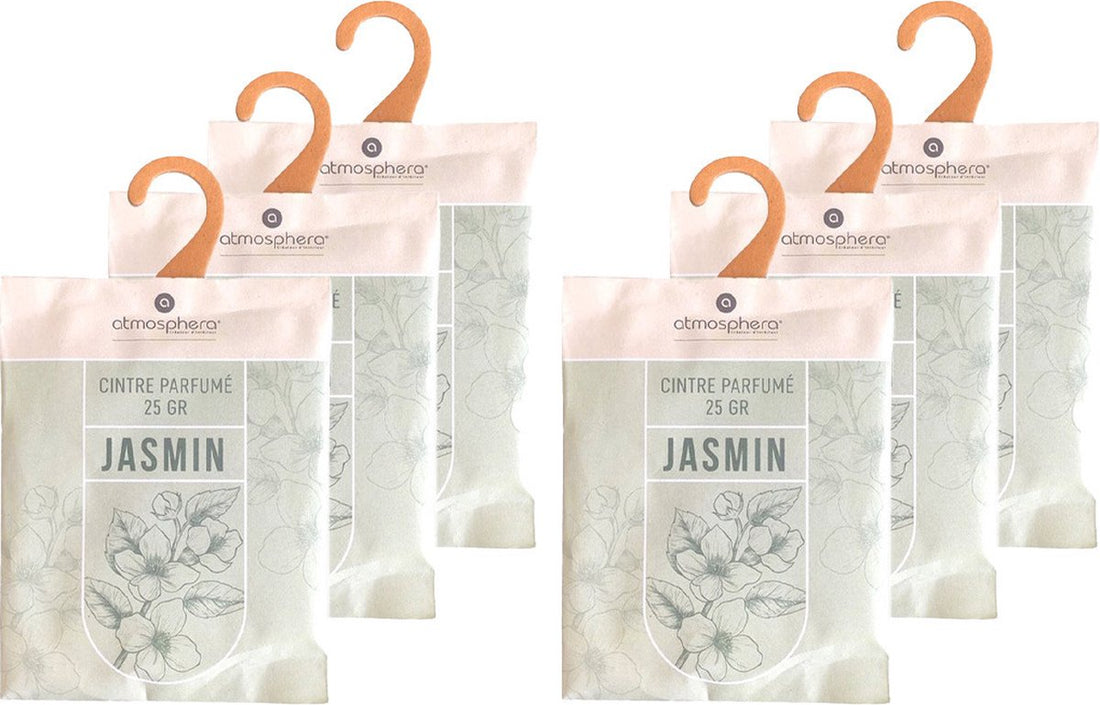 Atmosphera Duftsäckchen Jasmin - 6x - mit Aufhängehaken - Duftkärtchen/Lufterfrischer