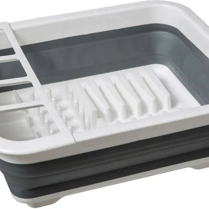 Afdruiprek/afwasrek opvouwbaar wit/grijs rechthoek 36,5 x 14 cm van kunststof - Afwassen