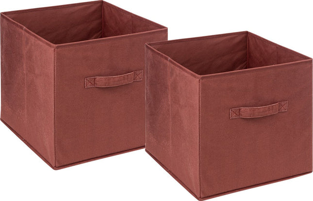 5Five Panier de rangement/panier de placard - 2x - Rouge bordeaux - 31 x 31 x 31 cm - 29 litres - Paniers pour étagères - Tissu avec fond renforcé - Pliable