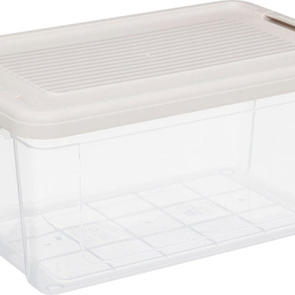 5Five Tide'n Box Boîte de rangement empilable avec couvercle - Lot de 3 - 9L - 35x23x17cm - Transparent - Beige