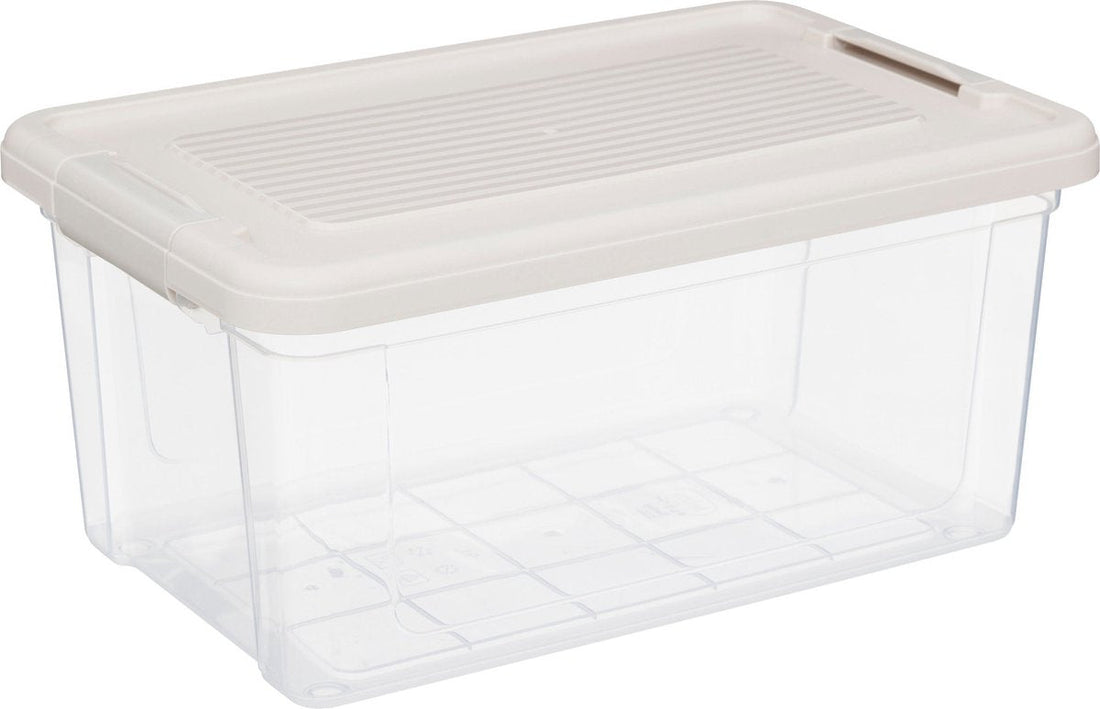 5Five Tide'n Box Stackable storage box with lid - Set of 3 pieces - 9L - 35 x 23 x 17 cm - Transparent - Beige