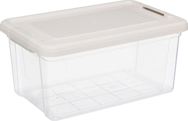 5Five Tide'n Box Boîte de rangement empilable avec couvercle - Lot de 3 - 9L - 35x23x17cm - Transparent - Beige