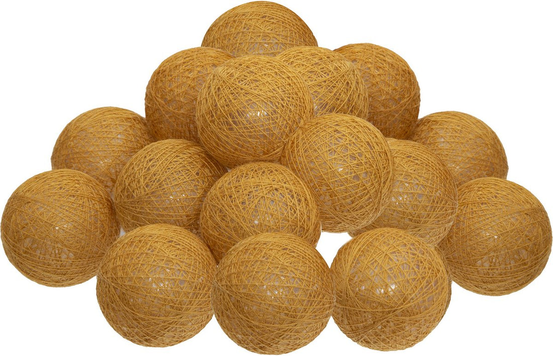 Atmosphera String Lights - 16 illuminated balls 35 mm - ochre yellow - 255 cm - battery-operated