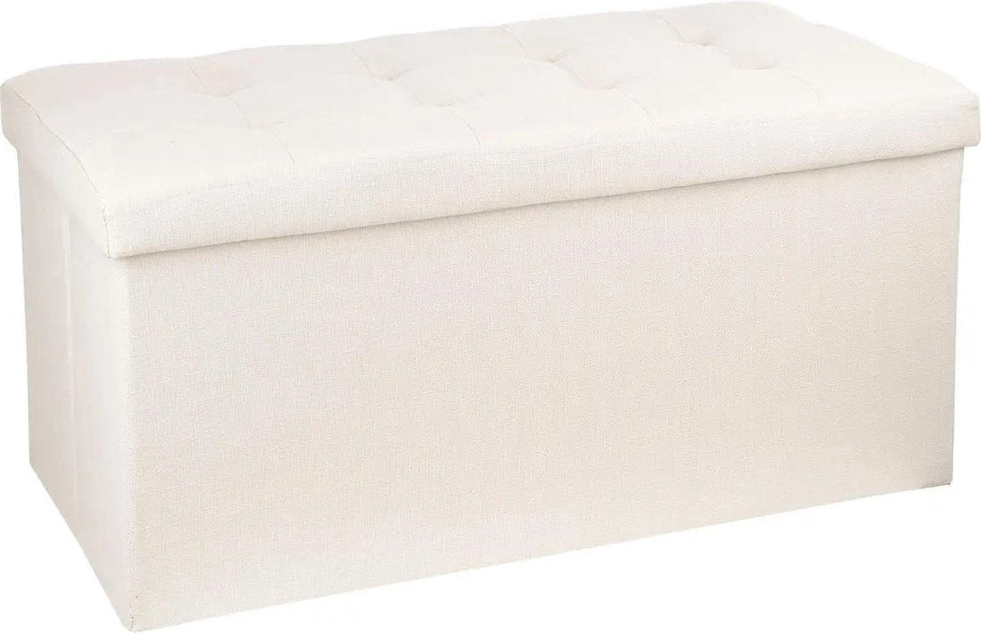 Atmosphera Poef/Hocker/Voetenbankje - opbergbox - beige - PU/MDF - 76 x 38 x 38 cm - opvouwbaar