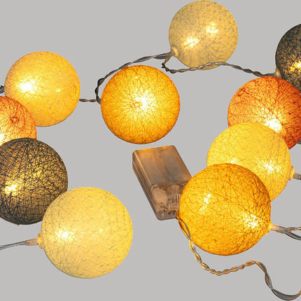 Atmosphera Guirlande lumineuse LED décorative multi-couleurs petites boules - Guirlande lumineuse coton - Cotton ball - 10 Boules - Piles non incluses