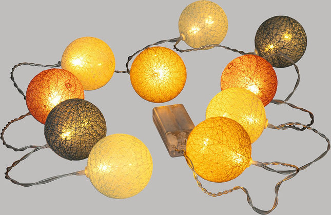 Atmosphera Guirlande lumineuse LED décorative multi-couleurs petites boules - Guirlande lumineuse coton - Cotton ball - 10 Boules - Piles non incluses