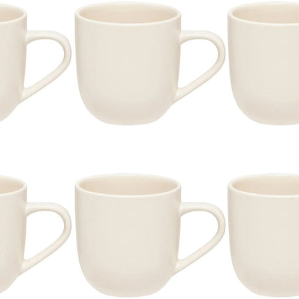 Set de 6 Tasses en Céramique Blanches 24 cl - Grès - Avec Anse - Pratique et Élégant