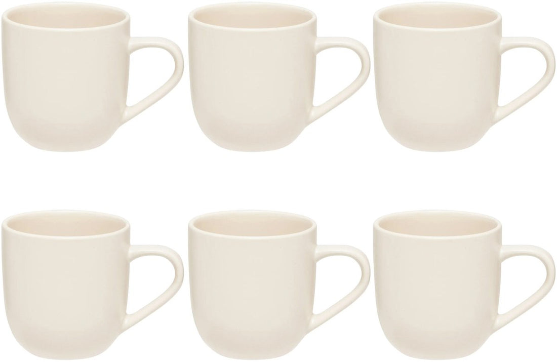Set van 6 Witte Keramieke Mokken 24 cl - Stoneware - Met Oor - Praktisch en Stijlvol