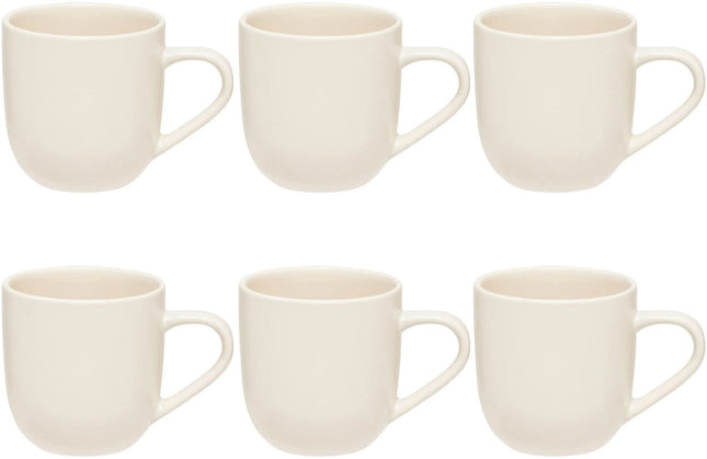 Set de 6 Tasses en Céramique Blanches 24 cl - Grès - Avec Anse - Pratique et Élégant