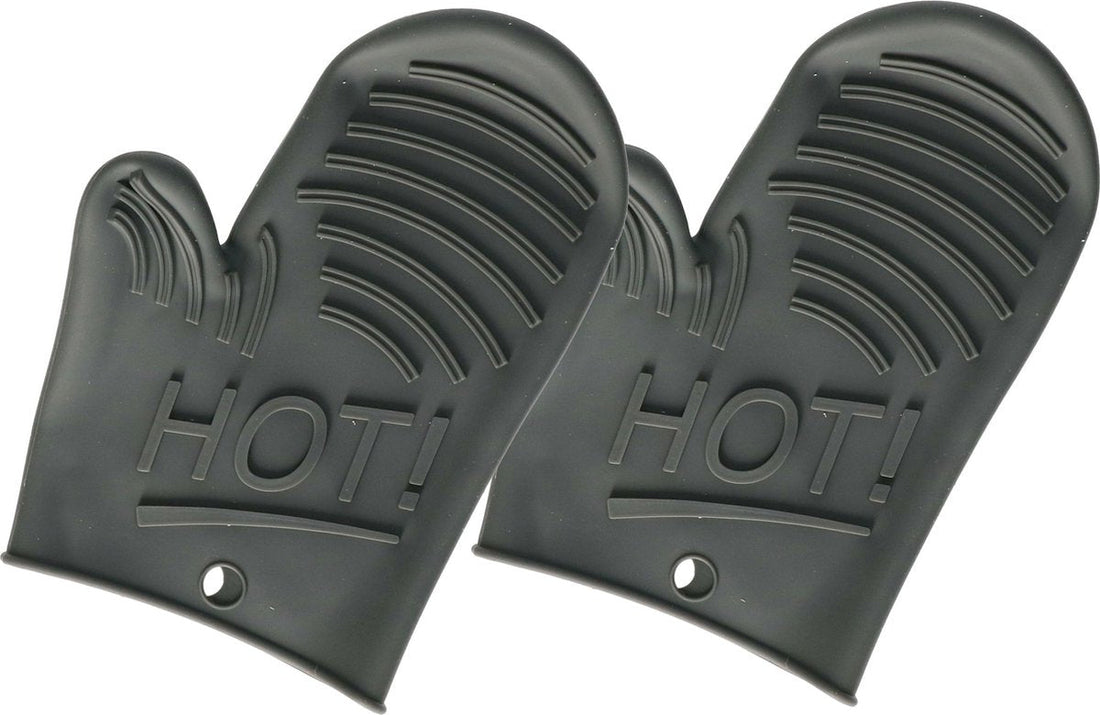 Secret de Gourmet Silicone oven mitt - Set of 2 pieces - gray - 15 x 21 cm - Potholder - Kitchen glove