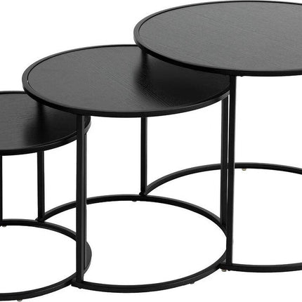 Atmosphera Tables d'appoint Noah - Ø35/56/54xH45cm - Lot de 3 pièces - Noir