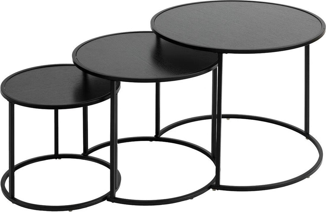 Atmosphera Noah Side Tables - Ø35 / 56 / 54xH45 cm - Set of 3 pieces - Black