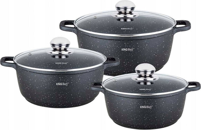 Kinghoff 1606 - Braadpannen set - 6 delig - marmeren coating