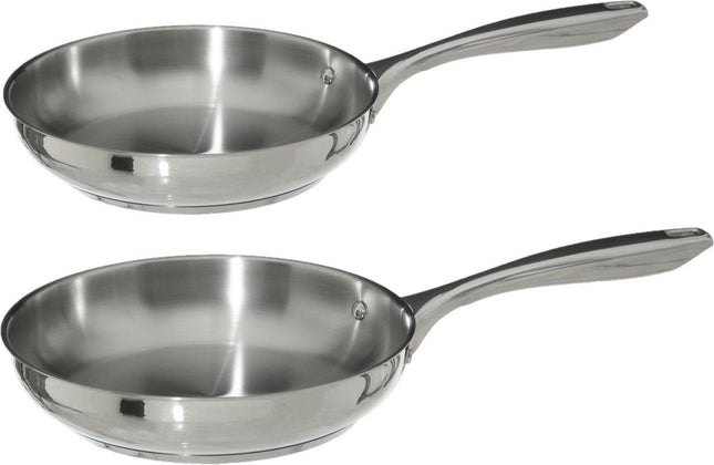 Secret de Gourmet Poêles Acoma - D24 et D26 cm - Tous feux - Acier inoxydable argenté