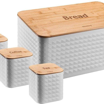 Klausberg 7483 - Boîtes à pain, sucre, thé et café - Ensemble - le couvercle est également une planche à découper