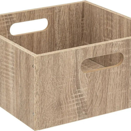 5five Panier/bac de rangement en bois - marron clair - 14 Litres - 31 x 31 x 15 cm - Boîtes de rangement - Paniers pour étagères