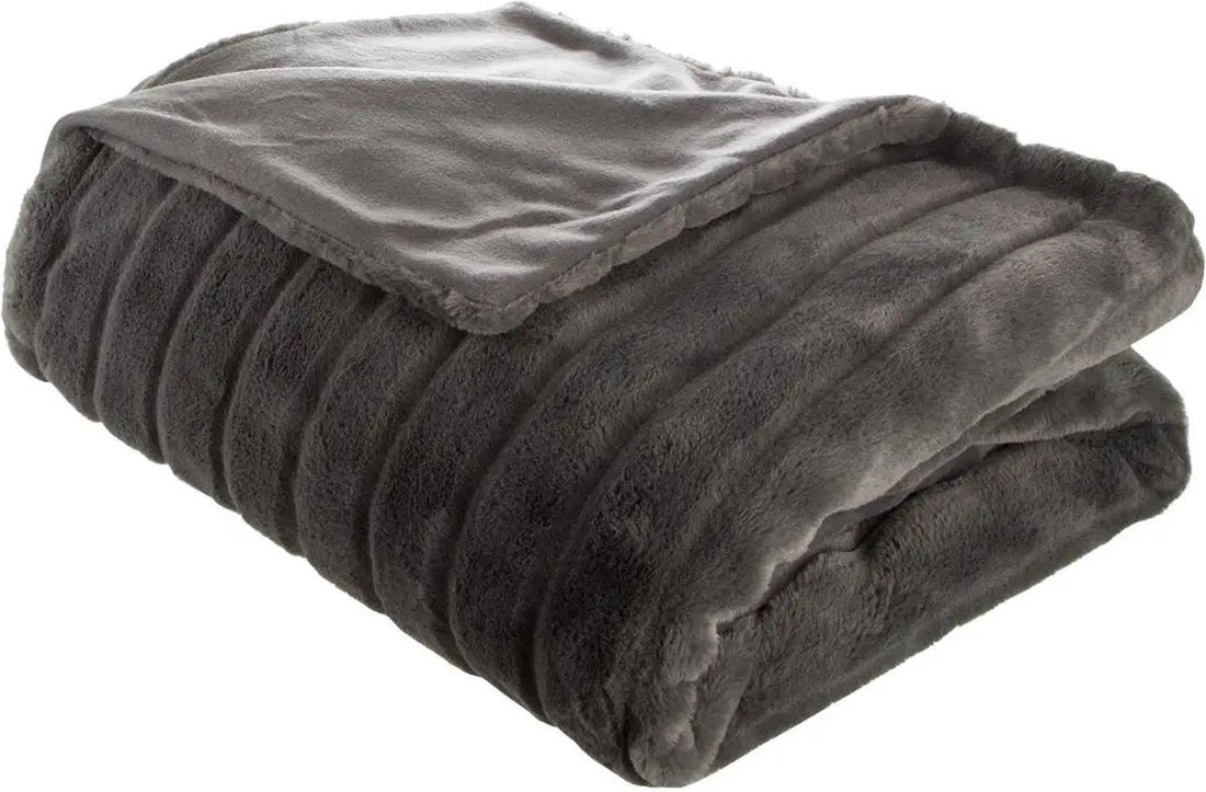 Atmosphera Plaid / deken Manoir - donker grijs - 180 x 230 cm - polyester - sprei