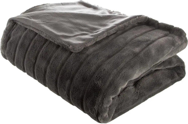 Atmosphera Plaid/couverture Manoir - gris foncé - 180 x 230 cm - polyester - jeté de lit