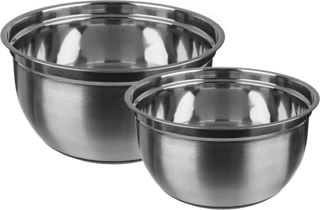 Set 2x stuks beslagkommen/mengkommen - RVS 4,5L/2,5L - Met antislip