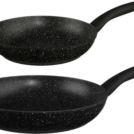 Secret de Gourmet - Lot de 2 poêles - Tous feux/sources de chaleur - Noir - Diamètres 24 et 28 cm