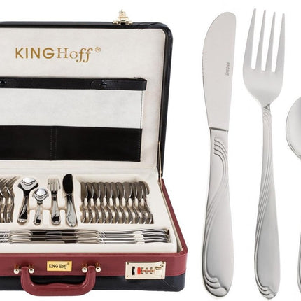 KINGHOFF 3508 - Coffret de couverts de luxe - 72 pièces - 12 personnes - Couverts modernes