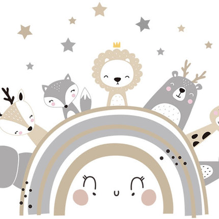 Sticker mural animaux - Décoration adhésive Animaux pour chambre d'enfant - 70x49 cm - Autocollant mural coloré avec figurines d'animaux pour chambre de bébé et salle de jeux - Hippopotame - Girafe - Lion
