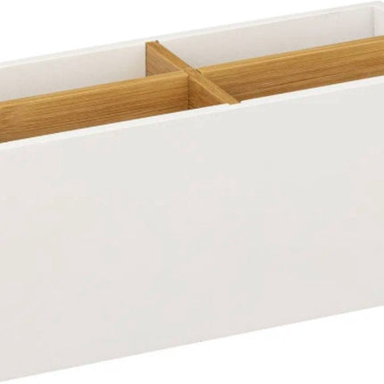 5Five - Organisateur - 4 compartiments - Bambou - Bois - Blanc - 21 x 8 x 9 cm